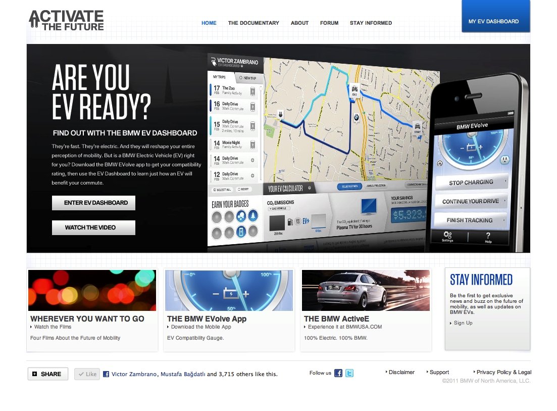 Activate the Future homepage: an introduction to the driving-data experience.
