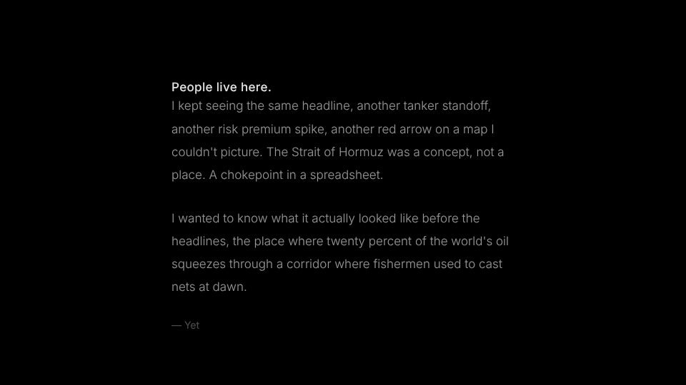 The Why this exists overlay: People live here, followed by two short paragraphs