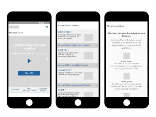 Mobile wireframes: introduction, solution groups, and platform information.