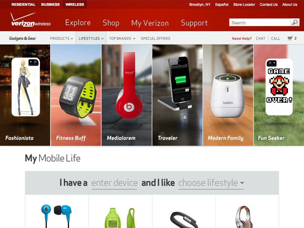 Gadgets & Gear: lifestyle-based browsing for accessories.