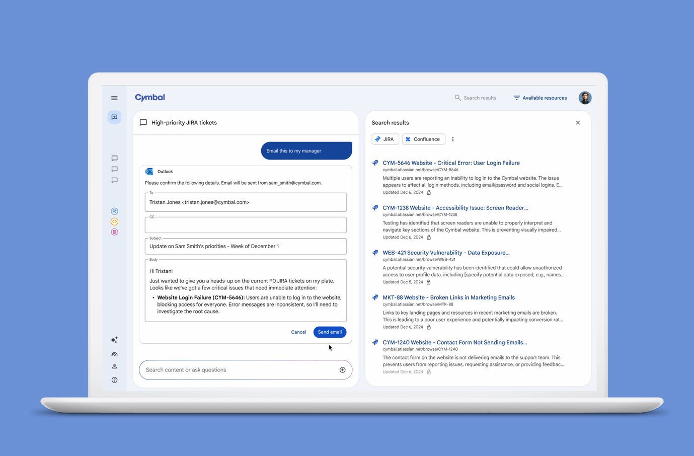 Agentspace answering from company data, with sources alongside. Image: Google Cloud Blog.